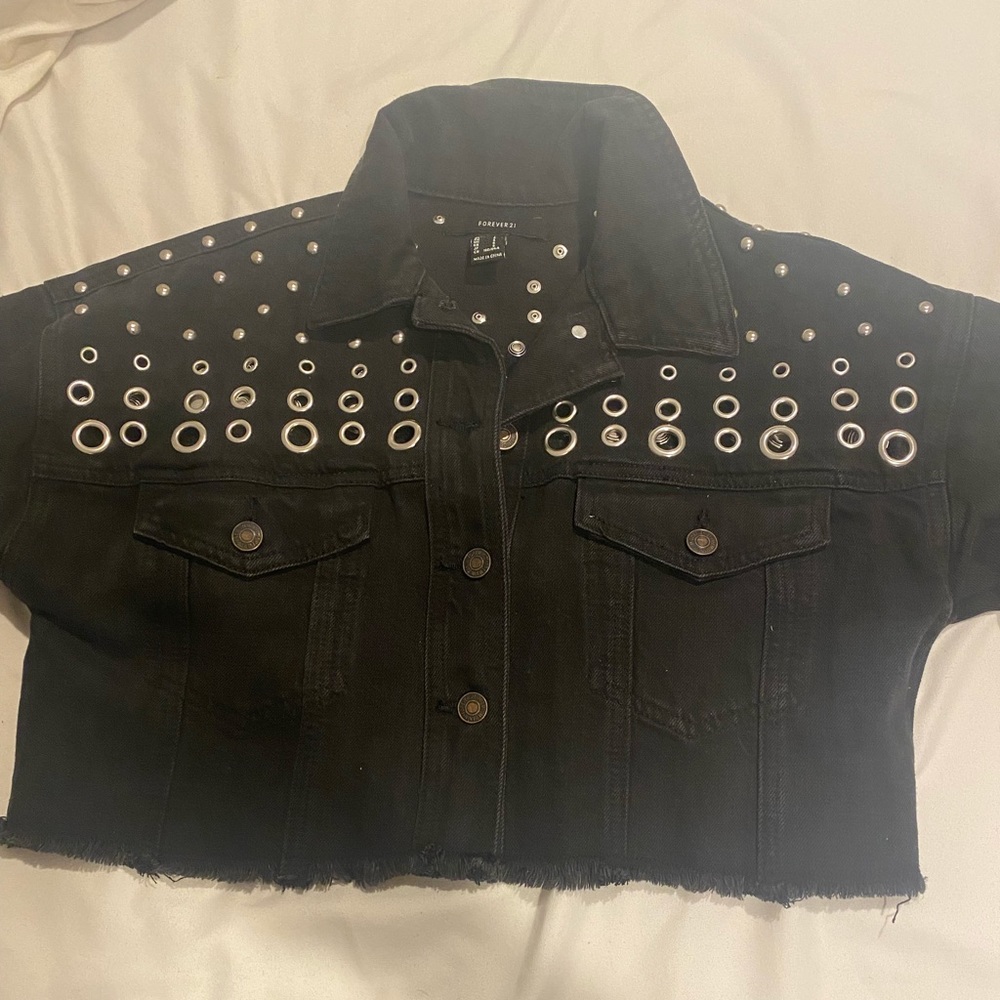 Black denim crop jacket